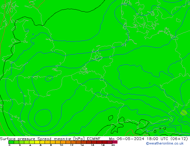 Surface pressure Spread ECMWF Mo 06.05.2024 18 UTC