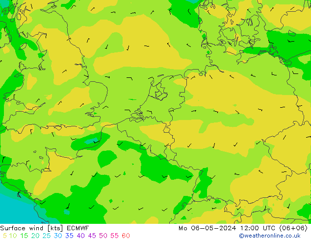 风 10 米 ECMWF 星期一 06.05.2024 12 UTC