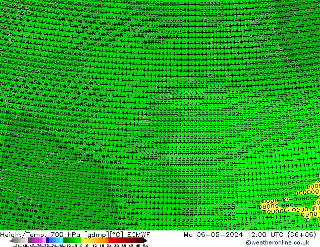 Height/Temp. 700 hPa ECMWF Mo 06.05.2024 12 UTC