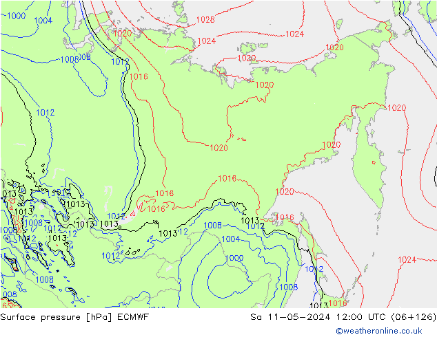 ciśnienie ECMWF so. 11.05.2024 12 UTC