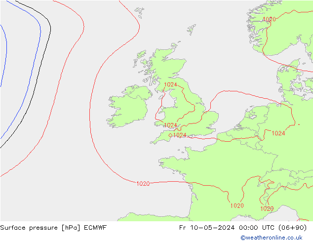 pressão do solo ECMWF Sex 10.05.2024 00 UTC