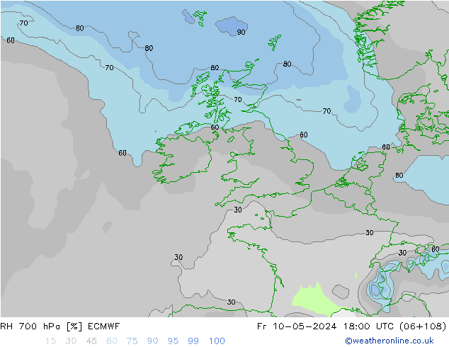 RH 700 hPa ECMWF pt. 10.05.2024 18 UTC