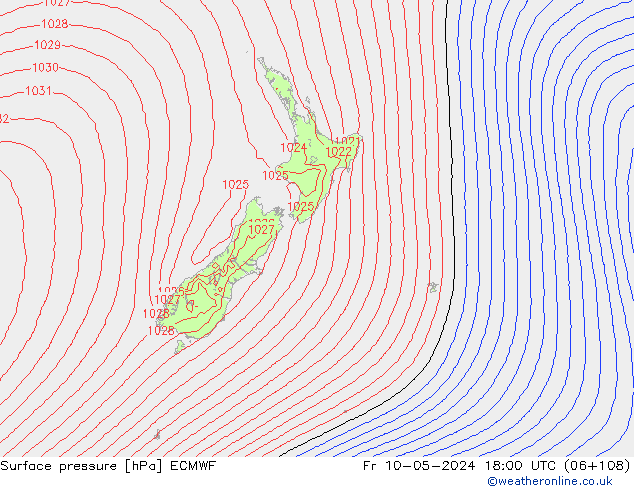 pression de l'air ECMWF ven 10.05.2024 18 UTC