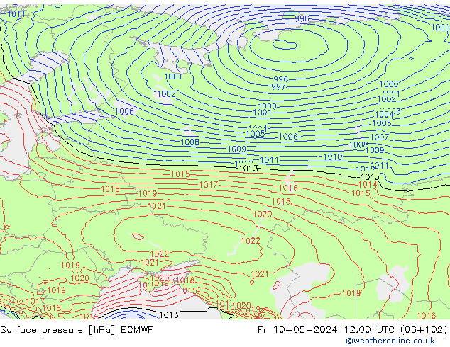 Yer basıncı ECMWF Cu 10.05.2024 12 UTC