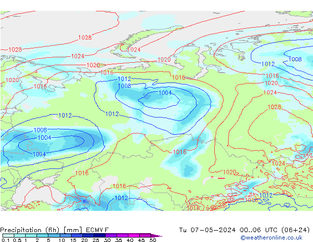 Précipitation (6h) ECMWF mar 07.05.2024 06 UTC