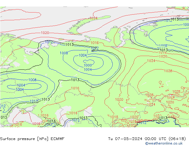 Atmosférický tlak ECMWF Út 07.05.2024 00 UTC