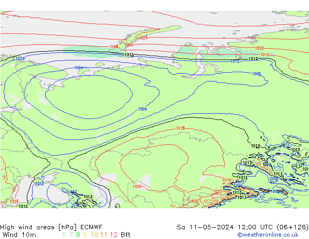 Izotacha ECMWF so. 11.05.2024 12 UTC