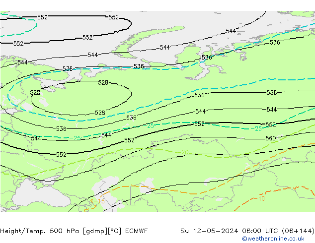 Height/Temp. 500 hPa ECMWF Su 12.05.2024 06 UTC