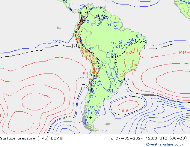 Bodendruck ECMWF Di 07.05.2024 12 UTC