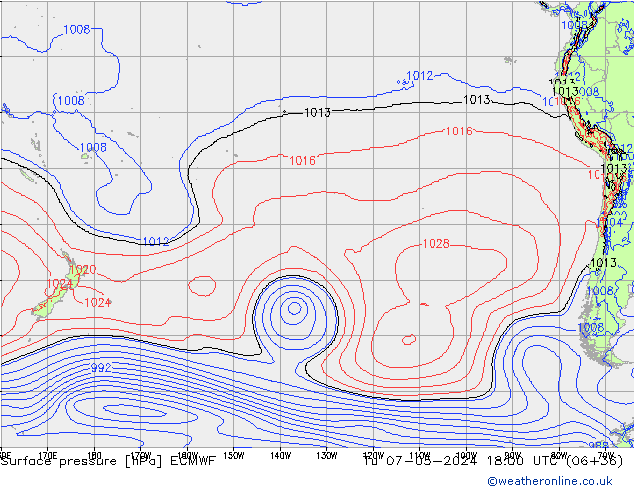 Presión superficial ECMWF mar 07.05.2024 18 UTC