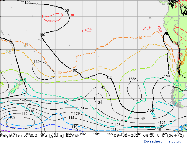 Yükseklik/Sıc. 850 hPa ECMWF Per 09.05.2024 06 UTC