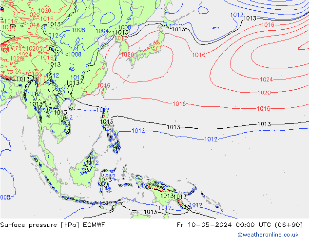 Surface pressure ECMWF Fr 10.05.2024 00 UTC