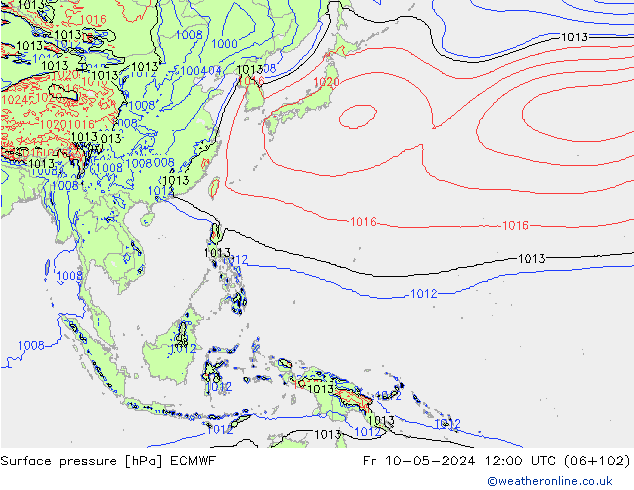 Surface pressure ECMWF Fr 10.05.2024 12 UTC