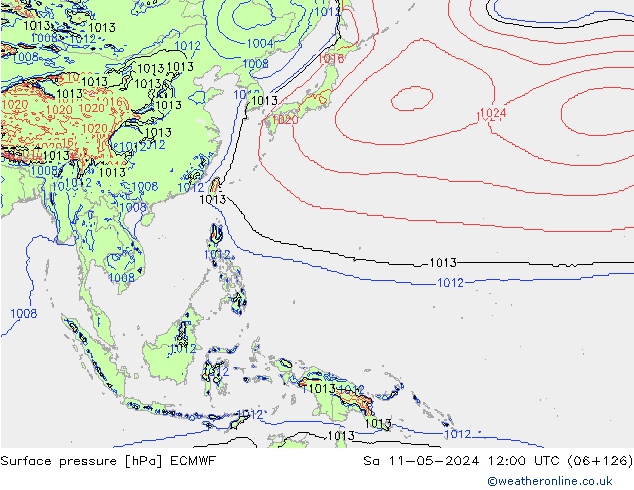 ciśnienie ECMWF so. 11.05.2024 12 UTC