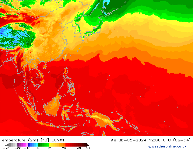 Temperature (2m) ECMWF St 08.05.2024 12 UTC