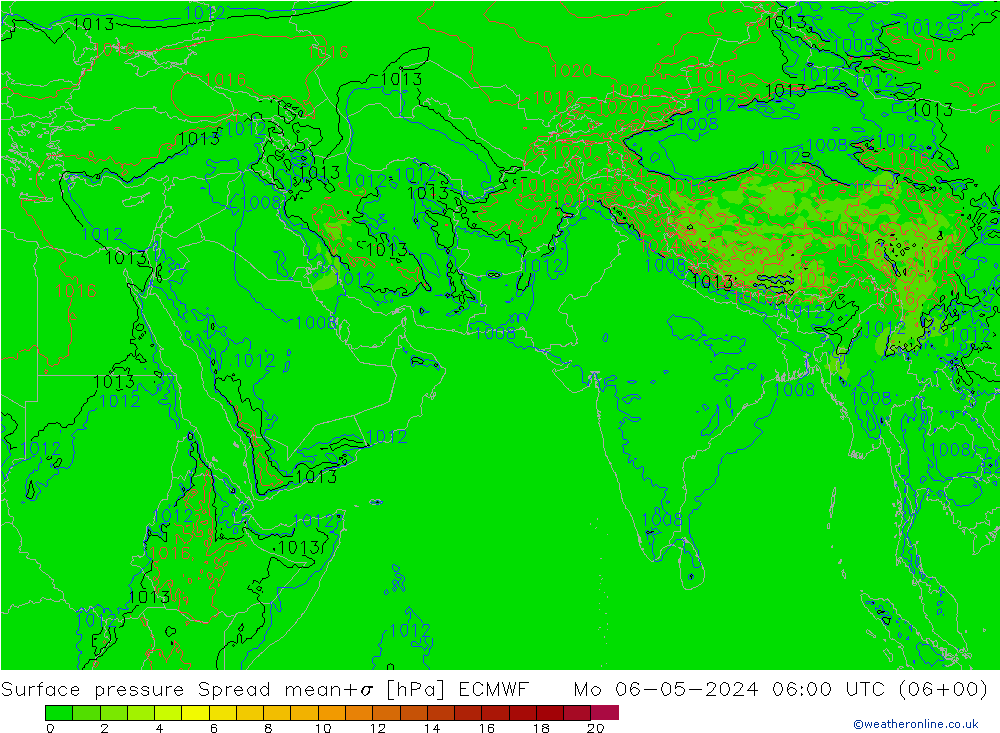 Luchtdruk op zeeniveau Spread ECMWF ma 06.05.2024 06 UTC