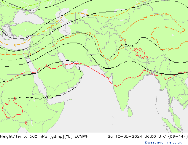 Height/Temp. 500 гПа ECMWF Вс 12.05.2024 06 UTC