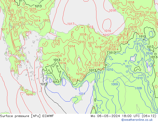 Atmosférický tlak ECMWF Po 06.05.2024 18 UTC