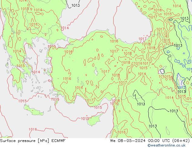 Surface pressure ECMWF We 08.05.2024 00 UTC