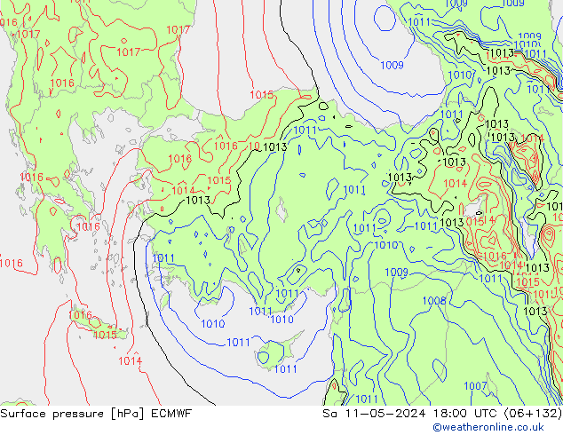 Pressione al suolo ECMWF sab 11.05.2024 18 UTC