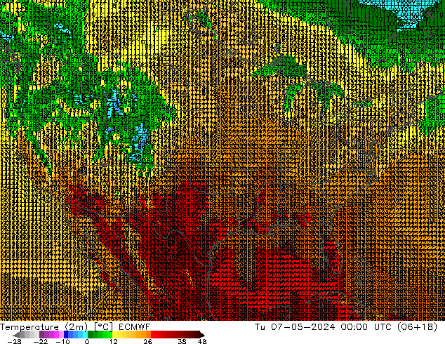 Temperature (2m) ECMWF Tu 07.05.2024 00 UTC