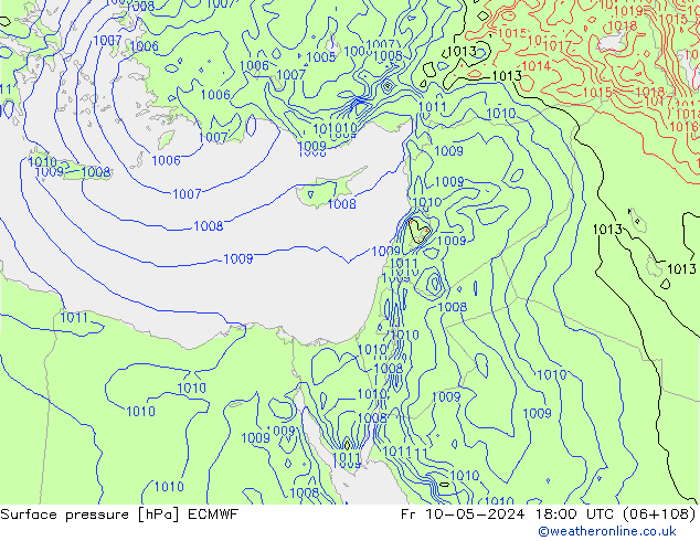 Surface pressure ECMWF Fr 10.05.2024 18 UTC