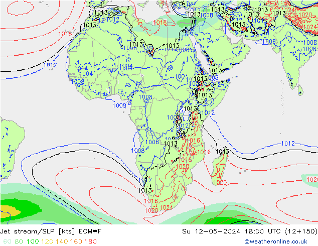 Prąd strumieniowy ECMWF nie. 12.05.2024 18 UTC