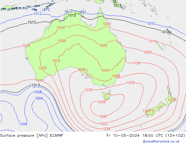 Surface pressure ECMWF Fr 10.05.2024 18 UTC