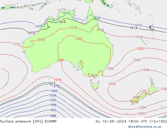 pressão do solo ECMWF Dom 12.05.2024 18 UTC