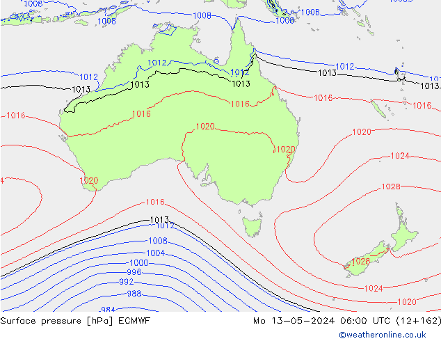 Atmosférický tlak ECMWF Po 13.05.2024 06 UTC