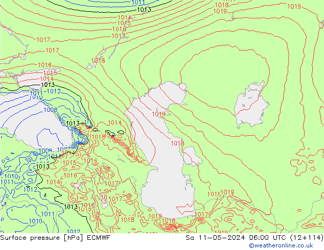 ciśnienie ECMWF so. 11.05.2024 06 UTC