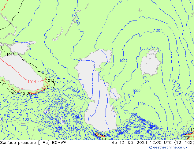 Surface pressure ECMWF Mo 13.05.2024 12 UTC