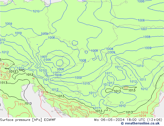 Atmosférický tlak ECMWF Po 06.05.2024 18 UTC