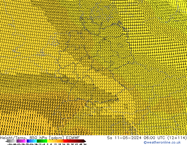 Height/Temp. 850 hPa ECMWF Sa 11.05.2024 06 UTC