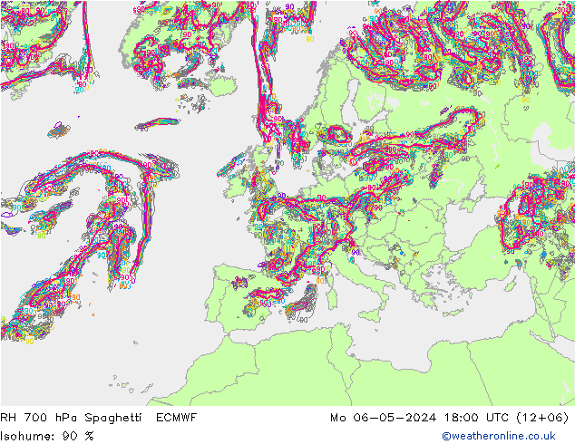 RH 700 hPa Spaghetti ECMWF Seg 06.05.2024 18 UTC