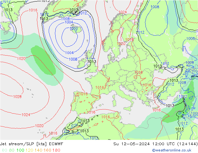 Polarjet/Bodendruck ECMWF So 12.05.2024 12 UTC