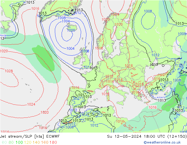 Jet stream/SLP ECMWF Su 12.05.2024 18 UTC