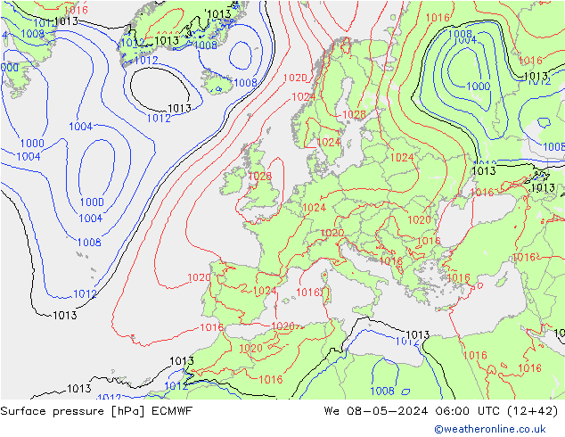 Bodendruck ECMWF Mi 08.05.2024 06 UTC