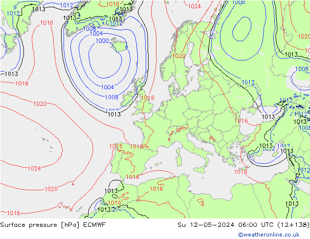 pressão do solo ECMWF Dom 12.05.2024 06 UTC