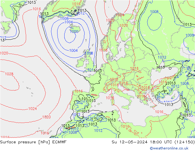 Bodendruck ECMWF So 12.05.2024 18 UTC