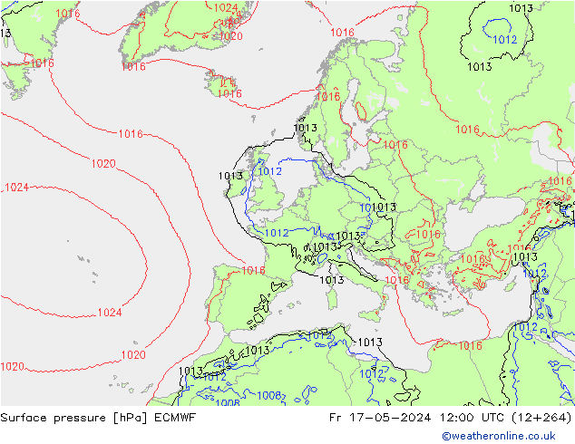 Bodendruck ECMWF Fr 17.05.2024 12 UTC