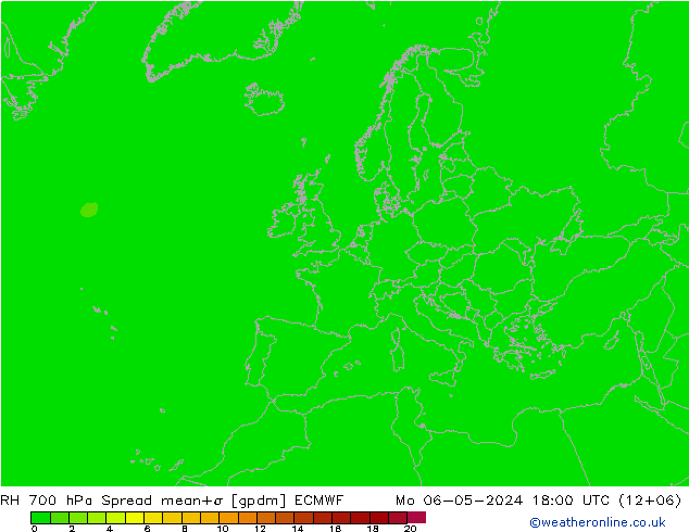 RH 700 hPa Spread ECMWF lun 06.05.2024 18 UTC