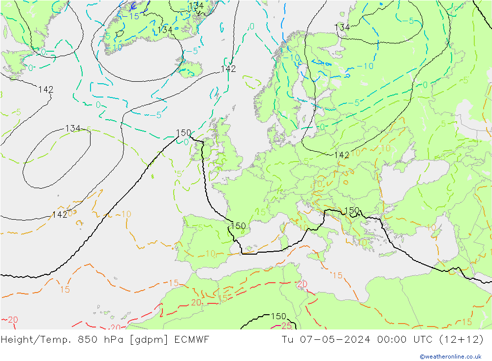 Height/Temp. 850 hPa ECMWF Di 07.05.2024 00 UTC