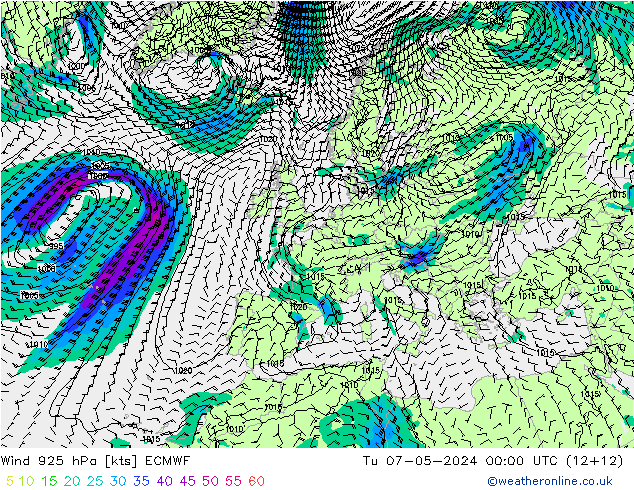 Rüzgar 925 hPa ECMWF Sa 07.05.2024 00 UTC