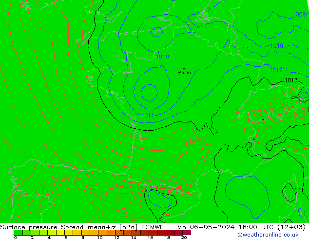Bodendruck Spread ECMWF Mo 06.05.2024 18 UTC
