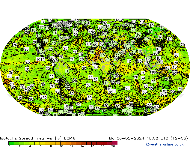 Eşrüzgar Hızları Spread ECMWF Pzt 06.05.2024 18 UTC