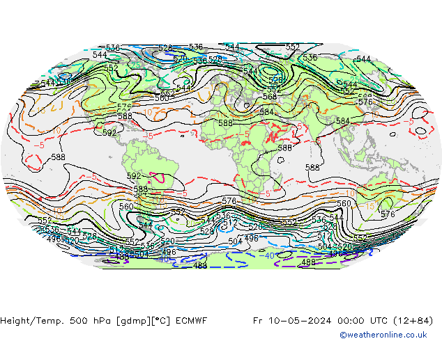 Height/Temp. 500 hPa ECMWF Fr 10.05.2024 00 UTC