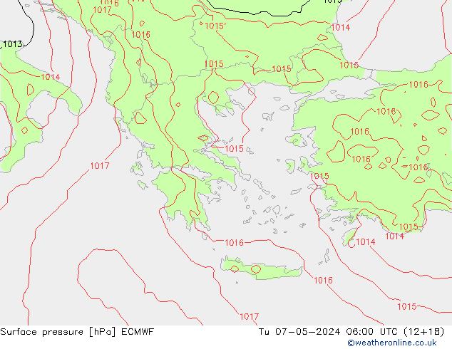 Yer basıncı ECMWF Sa 07.05.2024 06 UTC