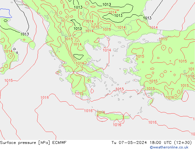 pressão do solo ECMWF Ter 07.05.2024 18 UTC