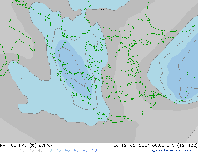 RH 700 hPa ECMWF Ne 12.05.2024 00 UTC